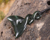 Whale Tail Pendant carved from Kawakawa Pounamu - NZ Greenstone