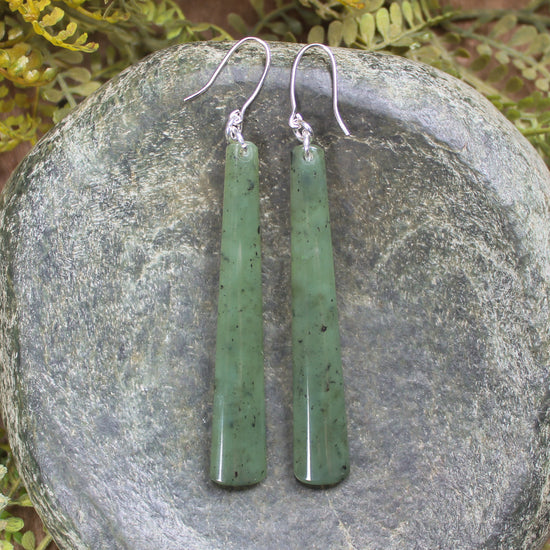 NZ Greenstone Roimata Earrings Hapopo Pounamu