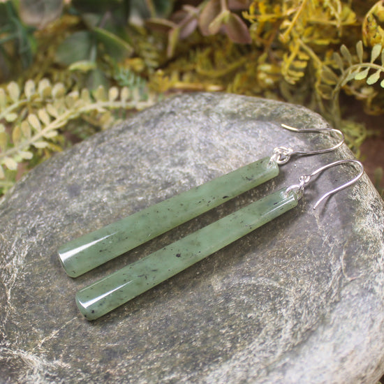 NZ Greenstone Roimata Earrings Hapopo Pounamu