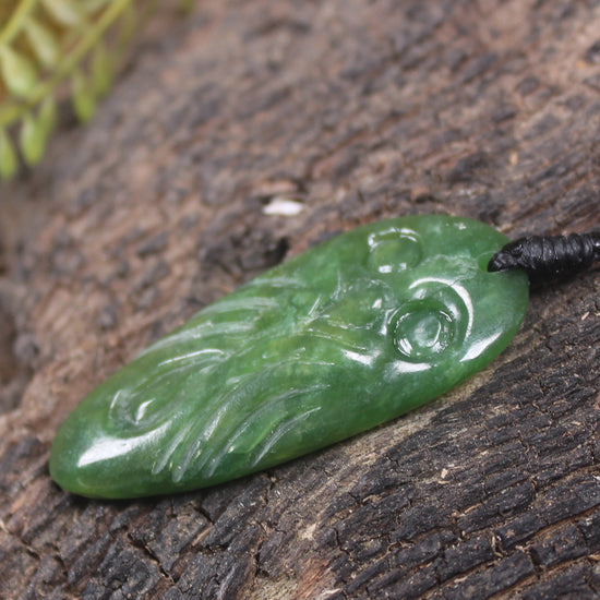 Ruru or Owl Bird Pendant carved from New Zealand Greenstone