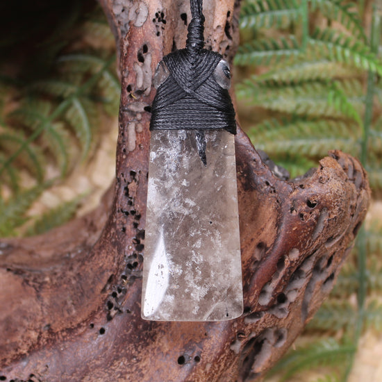 Smokey Quartz with Black Tourmaline carved into a Toki or Adze