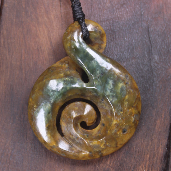 Koru Twist carved from Flower Jade Pounamu - NZ Greenstone