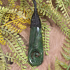 Roimata or Teardrop with Koru carved from Kawakawa Pounamu - NZ Greenstone