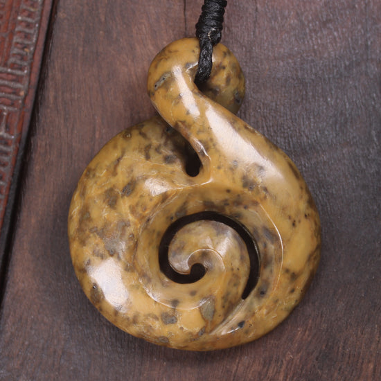 Koru Twist carved from Flower Jade Pounamu - NZ Greenstone