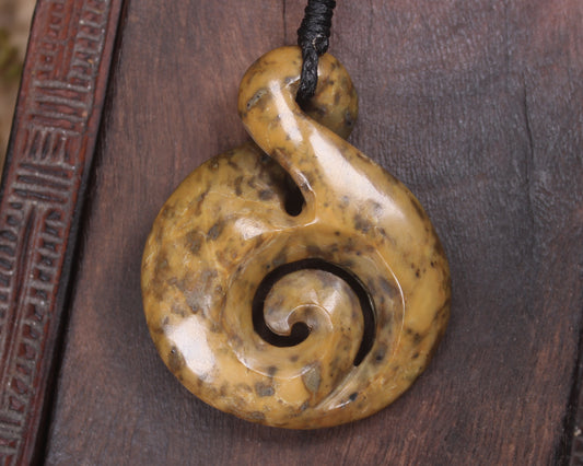 Koru Twist carved from Flower Jade Pounamu - NZ Greenstone