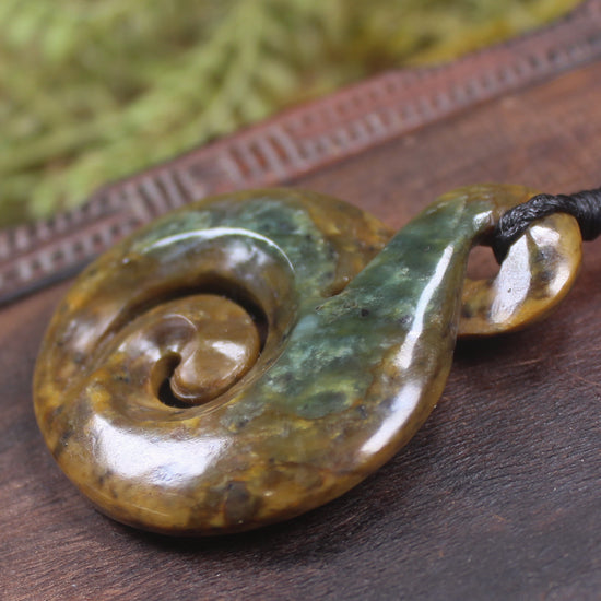 Koru Twist carved from Flower Jade Pounamu - NZ Greenstone