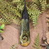 Roimata or Teardrop with Koru carved from Flower Jade Pounamu - NZ Greenstone