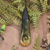 Roimata or Teardrop with Koru carved from Flower Jade Pounamu - NZ Greenstone