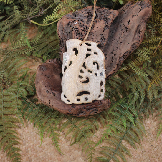 Manaia pendant carved from Whale Bone