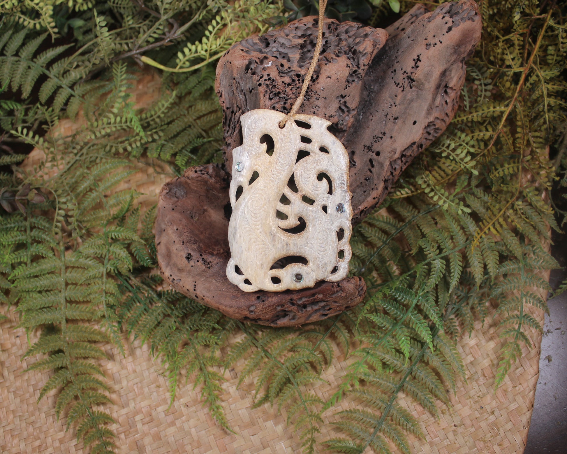 Manaia pendant carved from Whale Bone