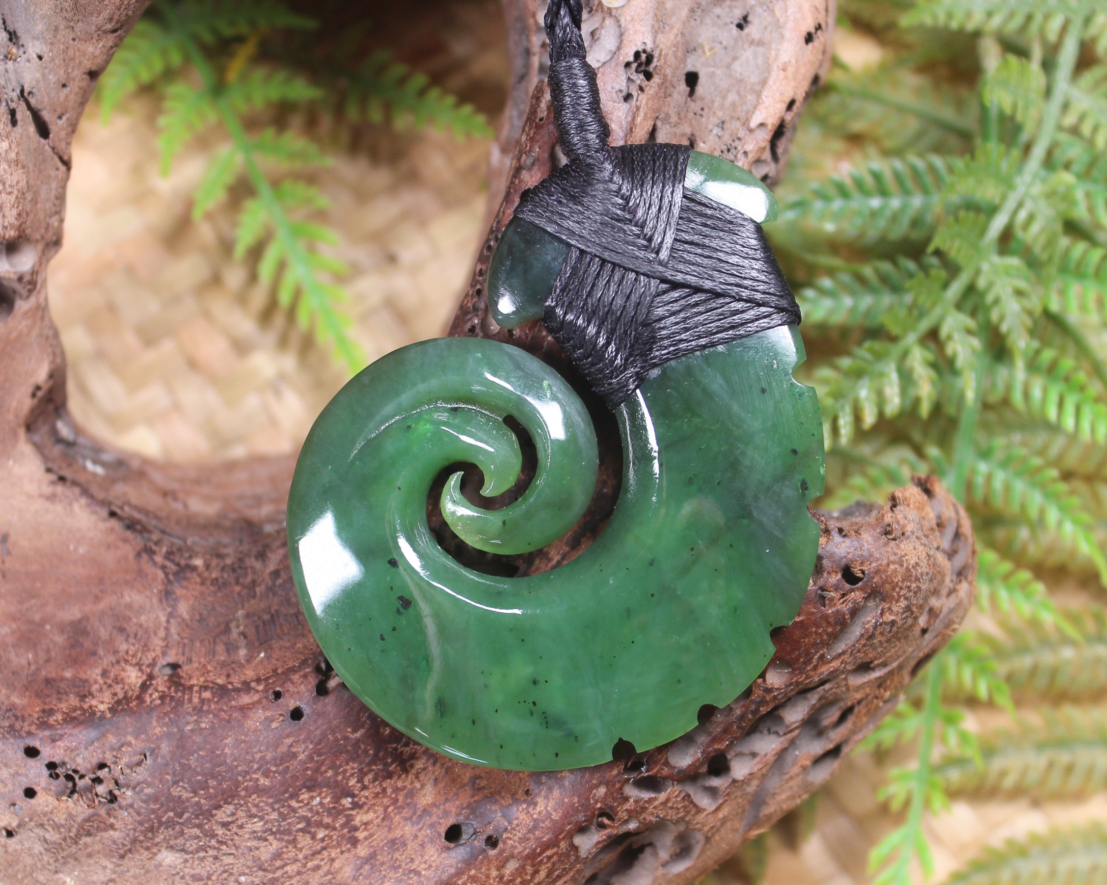 Hei Matau or Fish Hook carved from Hapopo Pounamu - NZ Greenstone