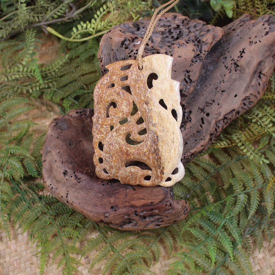 Manaia pendant carved from Whale Bone