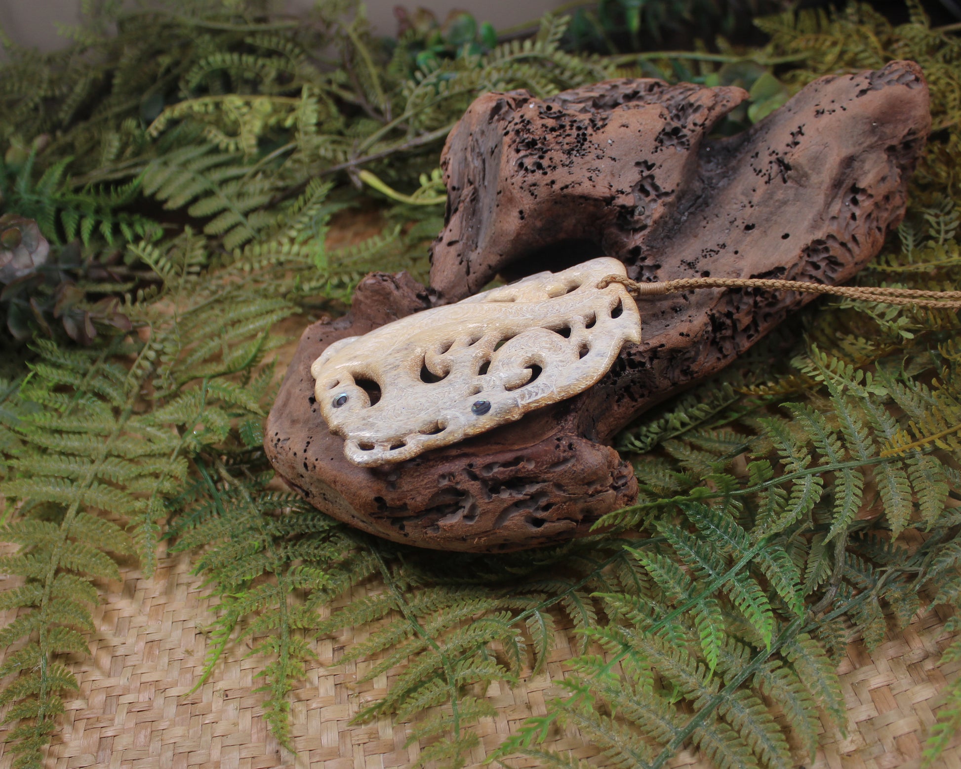 Manaia pendant carved from Whale Bone