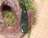 Roimata or Teardrop with Koru carved from Kawakawa Pounamu - NZ Greenstone