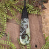 Roimata or Teardop with Koru carved from Rimu Pounamu - NZ Greenstone
