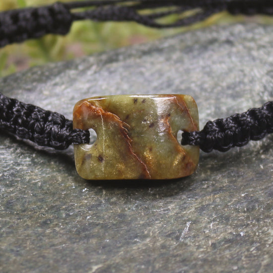 Adjustable cord bracelet with  Flower Jade Pounamu