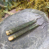 Roimata or Teardrop earrings carved from Flower Jade Pounamu - NZ Greenstone