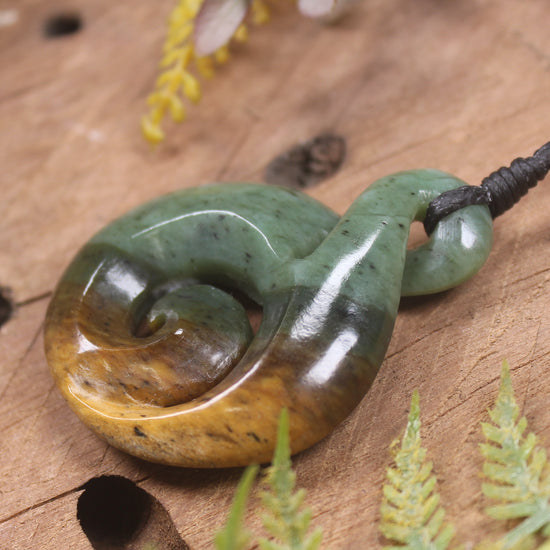 Koru Twist carved from Flower Jade Pounamu - NZ Greenstone