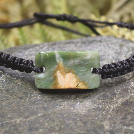 Adjustable cord bracelet with  Flower Jade Pounamu