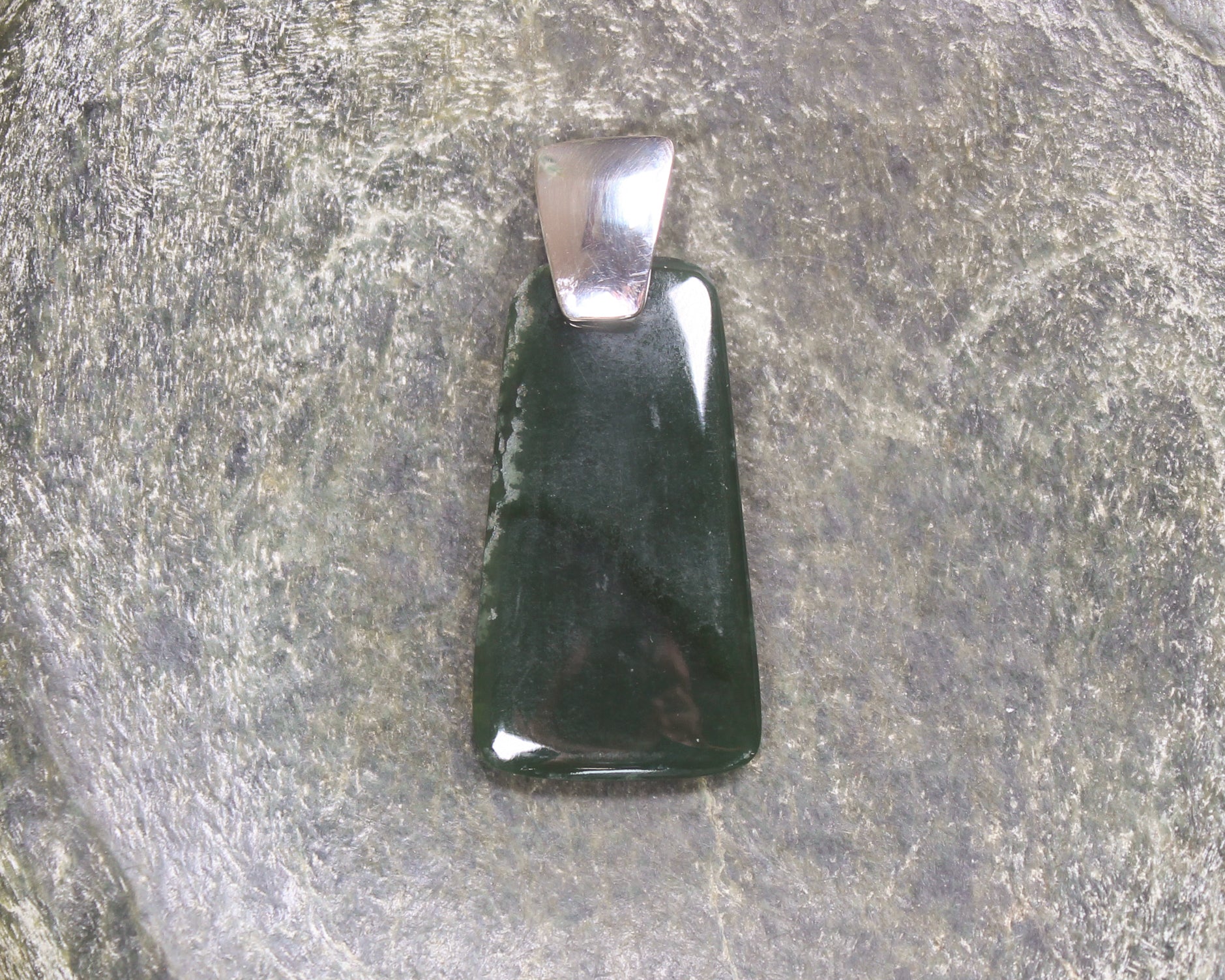 Sterling Silver Greenstone Pendant carved from Inanga Pounamu - NZ Greenstone