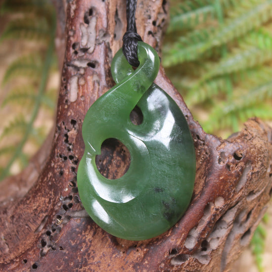 Koru Twist Pendant carved from Hapopo Pounamu - NZ Greenstone