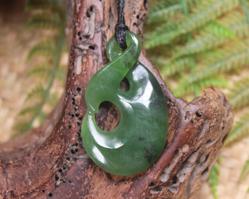 Koru Twist Pendant carved from Hapopo Pounamu - NZ Greenstone