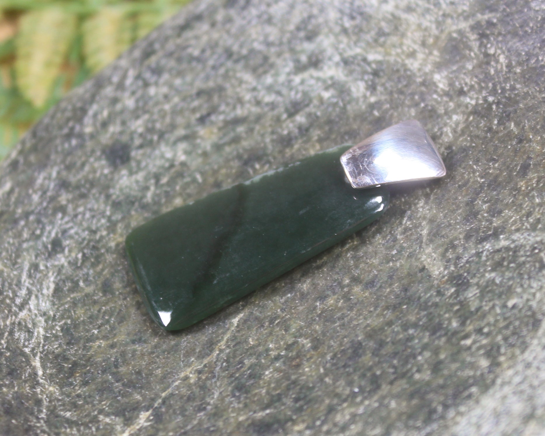 Sterling Silver Greenstone Pendant carved from Inanga Pounamu - NZ Greenstone