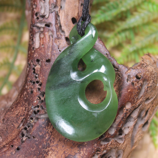 Koru Twist Pendant carved from Hapopo Pounamu - NZ Greenstone