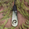 Roimata or Teardop with Koru carved from Rimu Pounamu - NZ Greenstone