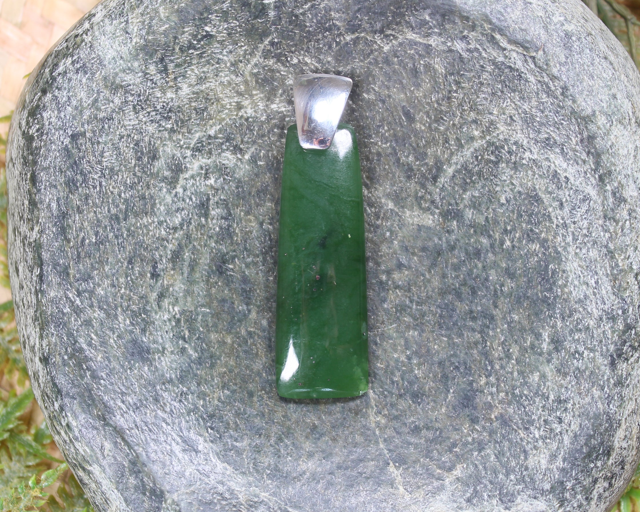 Sterling Silver Greenstone Pendant carved from Hapopo Pounamu - NZ Greenstone