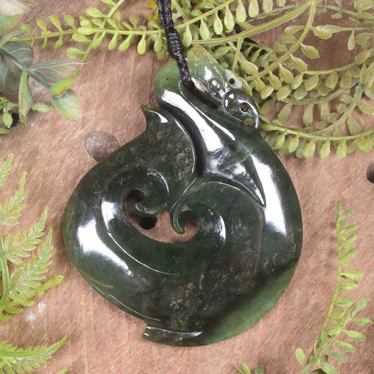 Manaia pendant carved from Rimu Pounamu - NZ Greenstone