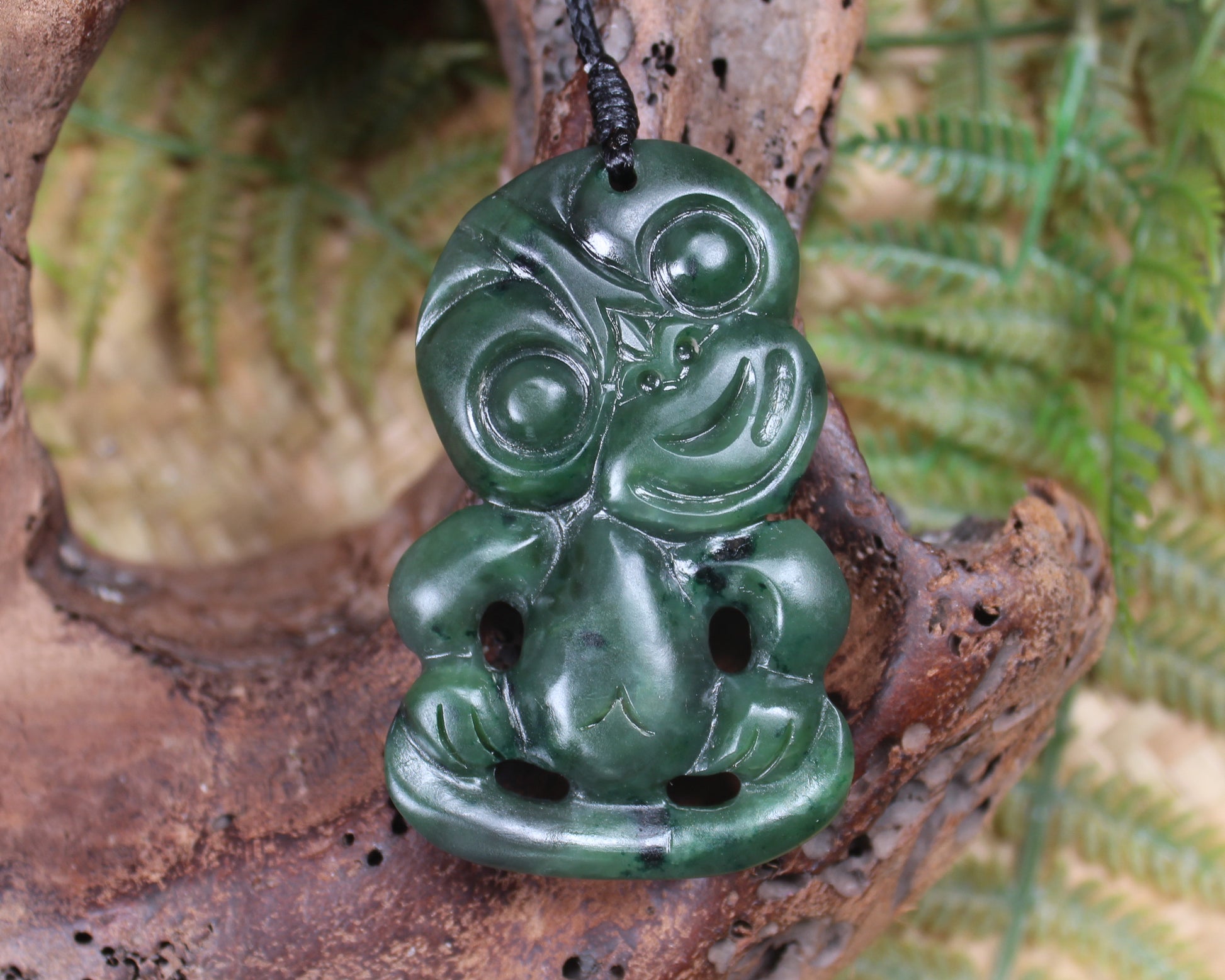 Hei Tiki carved from Kawakawa Pounamu - NZ Greenstone