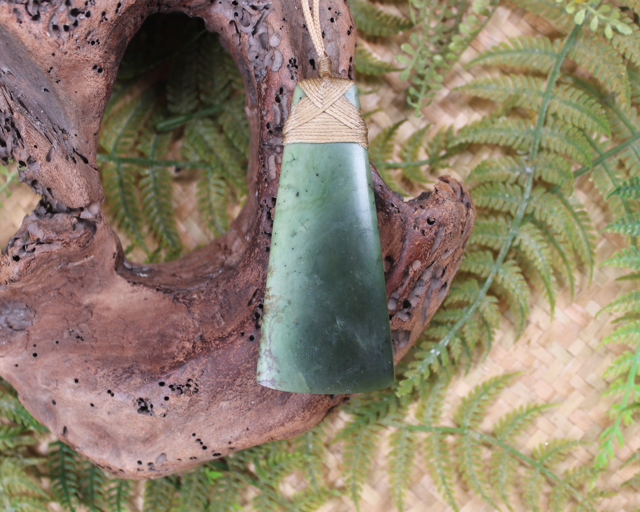 Toki or Adze with Koru Pendant carved from Rimu Pounamu - NZ Greenstone