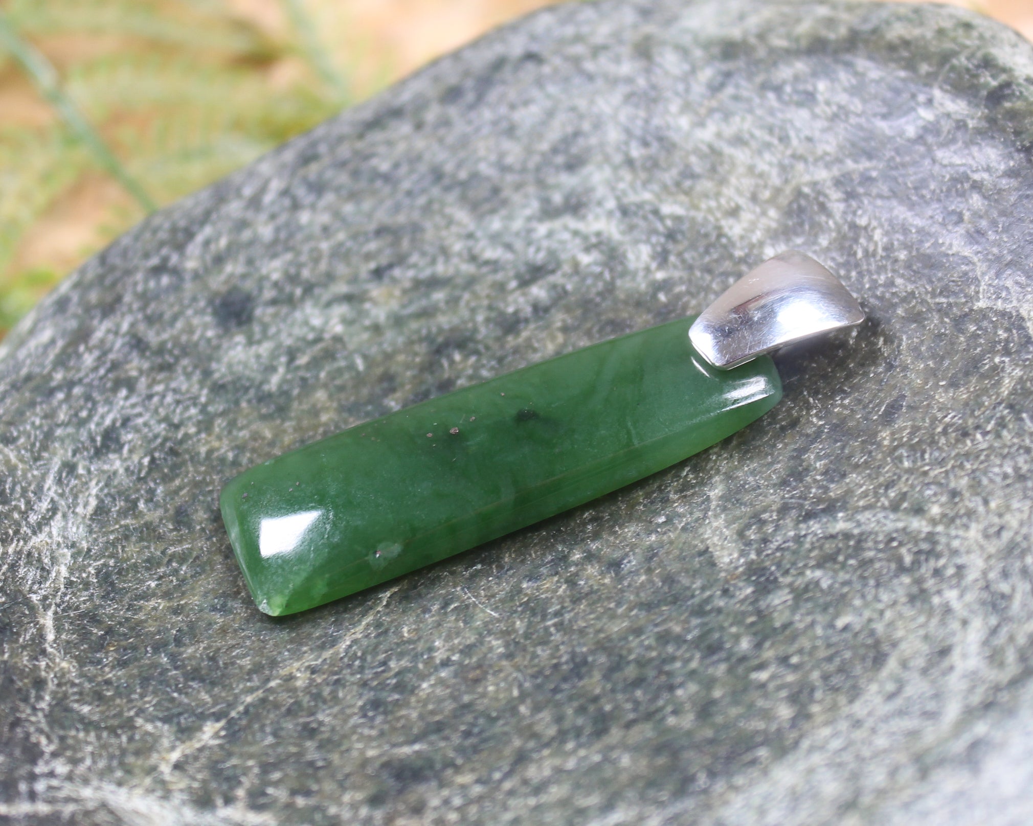 Sterling Silver Greenstone Pendant carved from Hapopo Pounamu - NZ Greenstone