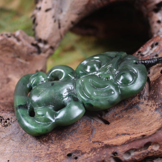 Hei Tiki carved from Kawakawa Pounamu - NZ Greenstone