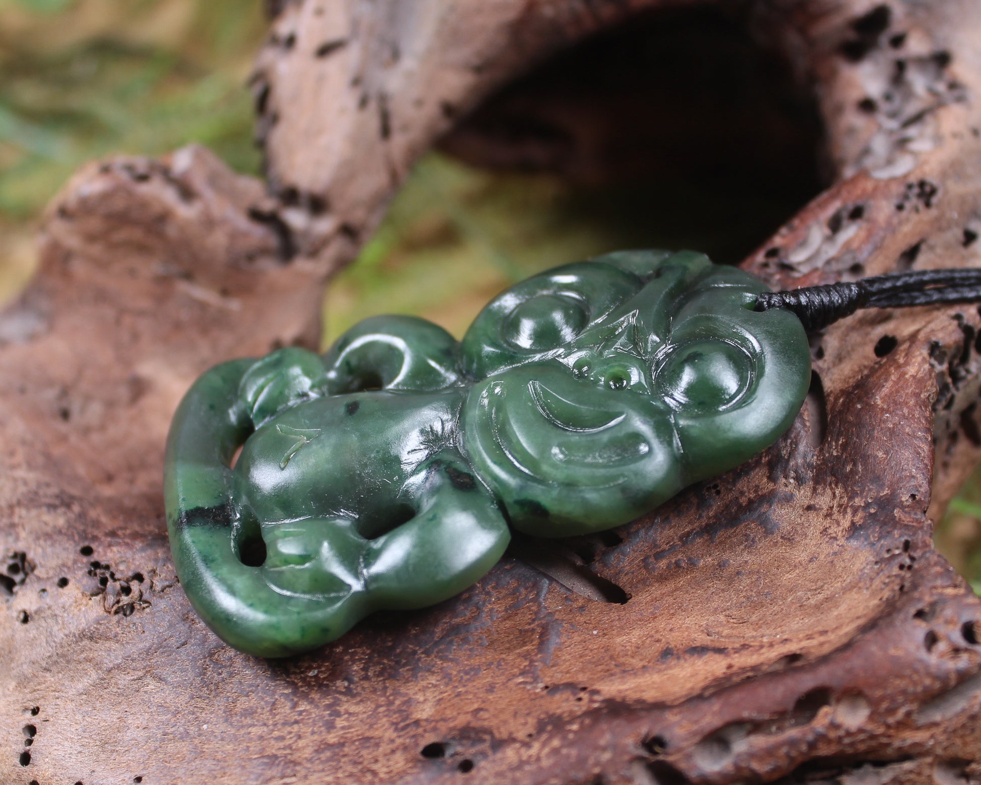 Hei Tiki carved from Kawakawa Pounamu - NZ Greenstone