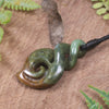 Twist or Pikorua carved from Flower Jade Pounamu - NZ Greenstone