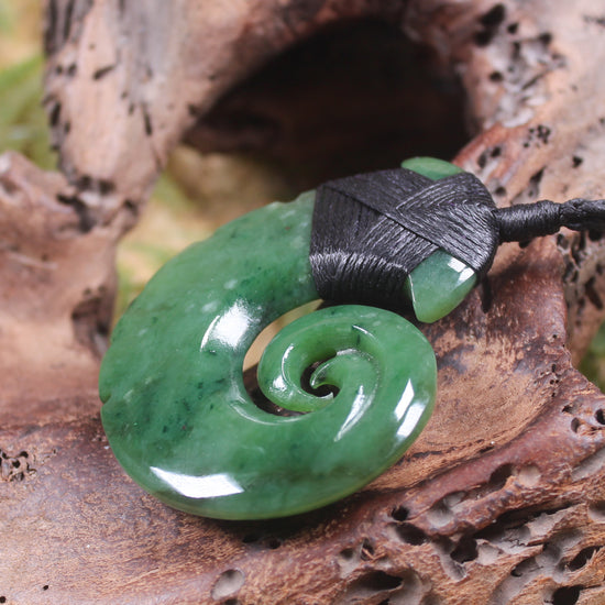 Hei Matau or Fish Hook carved from Hapopo Pounamu - NZ Greenstone