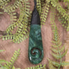 Roimata or Teardrop with Koru carved from Kawakawa Pounamu - NZ Greenstone