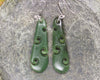 Roimata with Koru earrings carved from Hapopo Pounamu - NZ Greenstone
