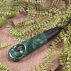 Roimata or Teardrop with Koru carved from Kawakawa Pounamu - NZ Greenstone