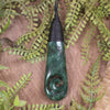 Roimata or Teardrop with Koru carved from Kawakawa Pounamu - NZ Greenstone