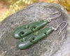 Roimata with Koru earrings carved from Hapopo Pounamu - NZ Greenstone