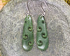 Roimata with Koru earrings carved from Hapopo Pounamu - NZ Greenstone