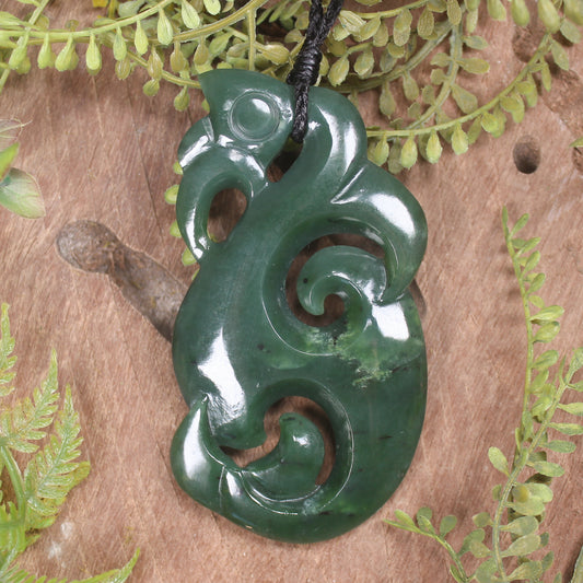 Kawakawa Pounamu Manaia pendant - NZ Greenstone