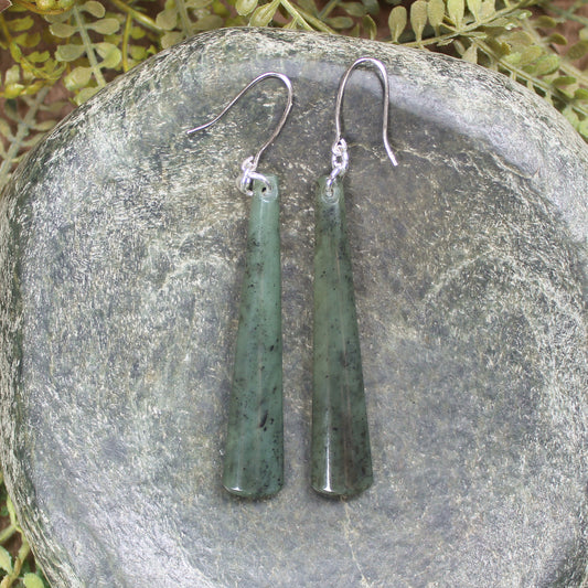 NZ Greenstone Roimata Earrings Hapopo Pounamu