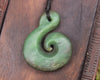 NZ Greenstone Medium Koru Pendant (BK961) Hapopo Pounamu