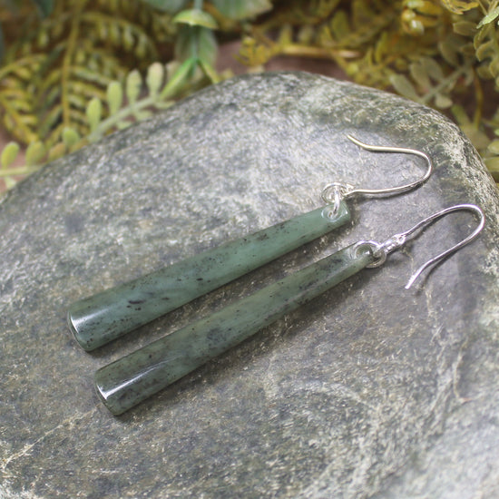 NZ Greenstone Roimata Earrings Hapopo Pounamu