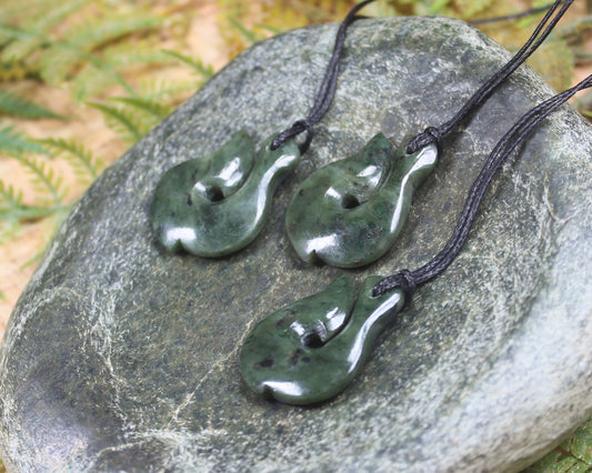 Hei Matau carved from Hapopo Pounamu - NZ Greenstone