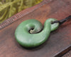 NZ Greenstone Medium Koru Pendant (BK961) Hapopo Pounamu